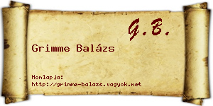 Grimme Balázs névjegykártya